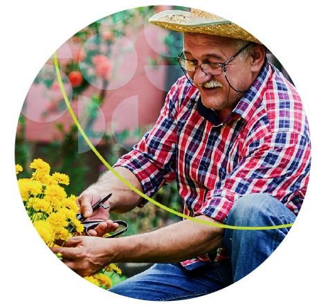 Old man gardening